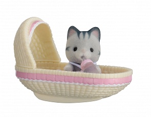 Sylvanian Families. Младенец в пластиковом сундучке - Котенок в люльке (Epoch, 5198st)